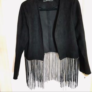 Zara Faux Suede Jacket with Fringes